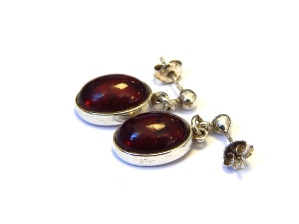 Lovely Warm Amber Sterling Silver Drop Earrings - Image 3