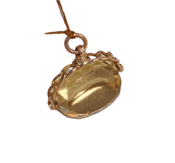 9ct Gold and Citrine FOB pendant - Image 2