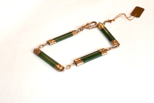 9ct Gold & NZ Greenstone Fob Bracelet