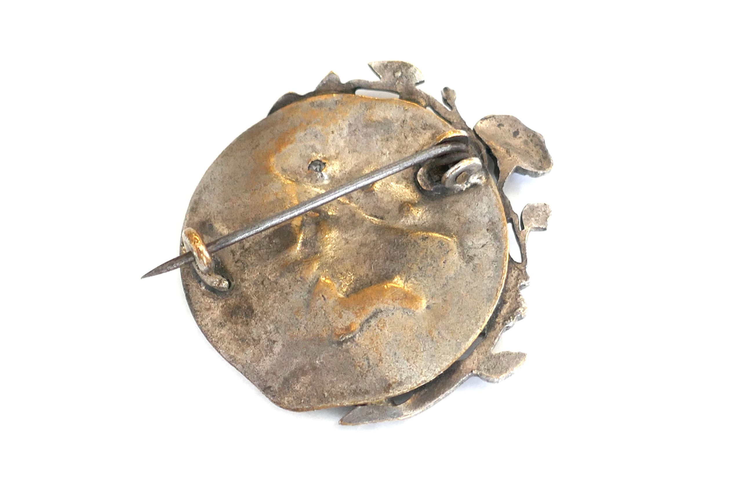 FRENCH Art Nouveau , Armanel Borgas Silver plated Diamond set Brooch - Image 4