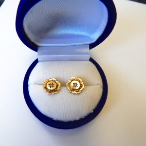 Antique 9ct Gold and Diamond Stud Earrings
