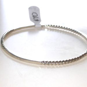 Flat tight twist 10 gram Stg Silver bangle
