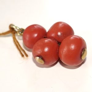 Antique 4 Bead Coral and Gold Pendant