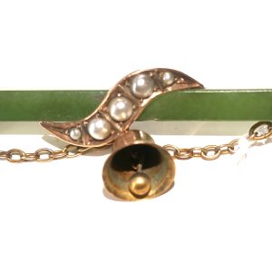 NZ Pounamu ,  Gold &  Seed Pearl brooch