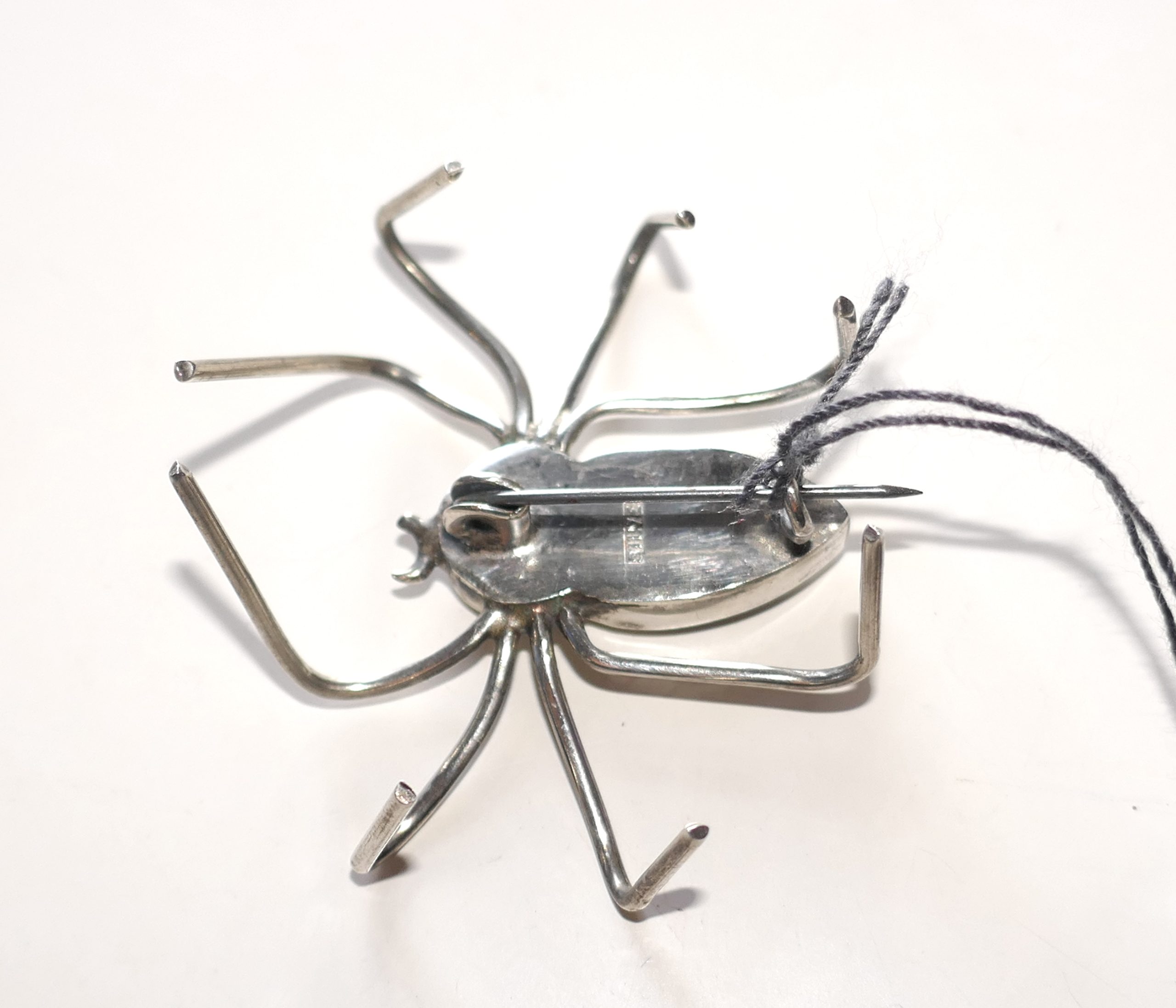 NZ Sterling Silver and Paua Shell SPIDER Brooch - Image 3