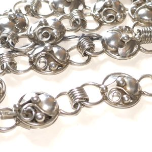 830  Silver , European Art Nouveau Necklace