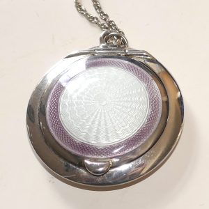 Antique Silver and enamel , compact locket Necklace