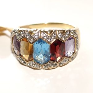Wonderful Gem Set, Gold plated Stg Silver Ring.