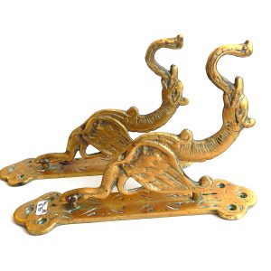 A Pair of Solid Brass "Griffin" Wall Coat Hanger Hooks