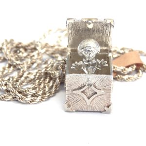 Vintage NZ Sterling Silver Jack in the Box Pendant/Charm with Sterling Silver Chain