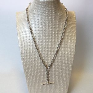 Vintage Sterling Silver Paper Link FOB Chain