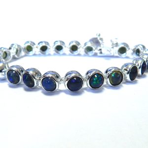 New Black Opal Sterling Silver Tennis Bracelet