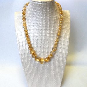 Gorgeous Rutilated Quartz Gemstone Bead Necklace