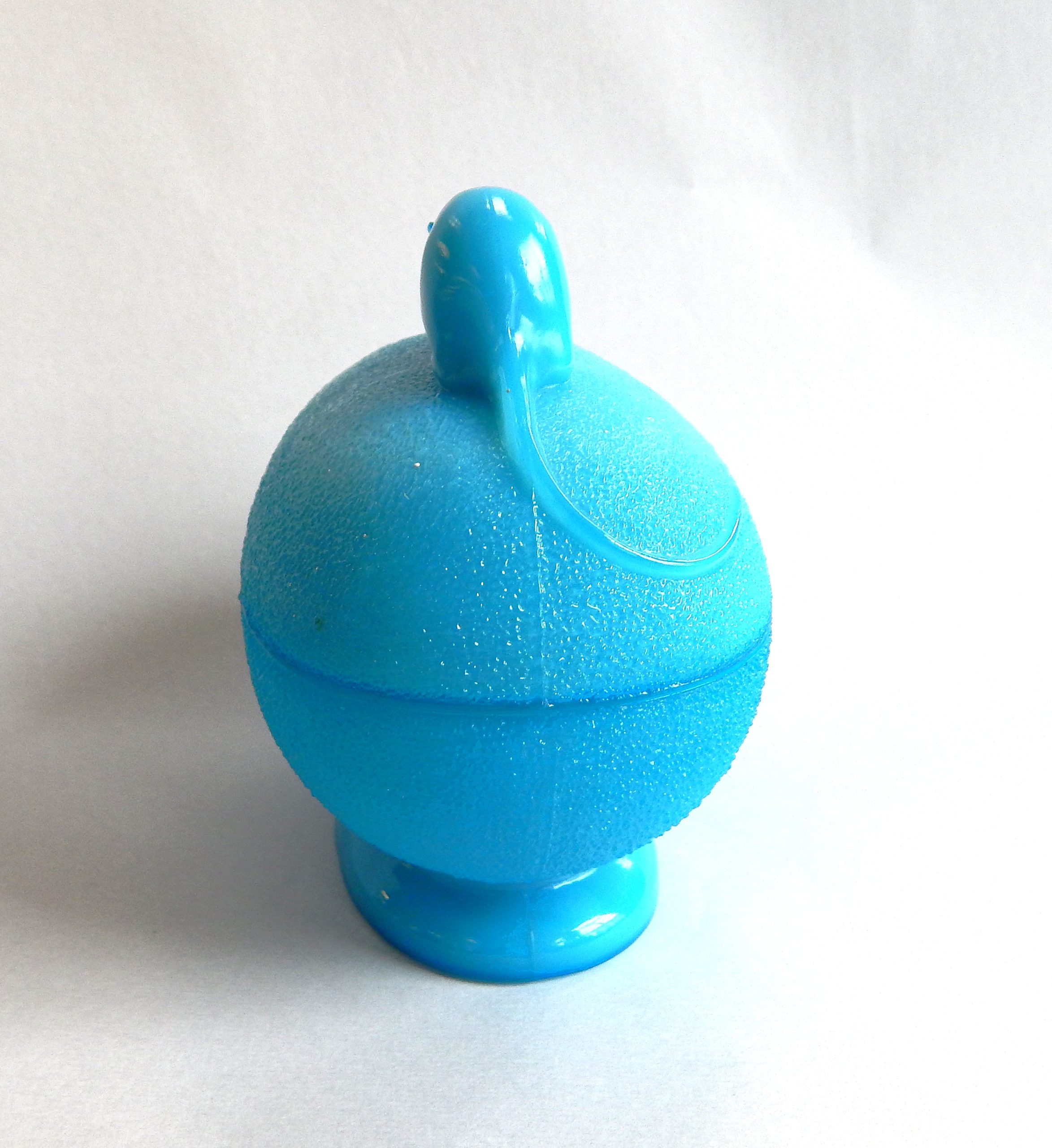 French Portieux Vallerysthal Blue Milk Glass Covered Trinket-Candy Dish - Image 2