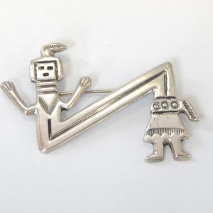 Felix Joe Navajo Yei Spirit Sterling Silver Brooch