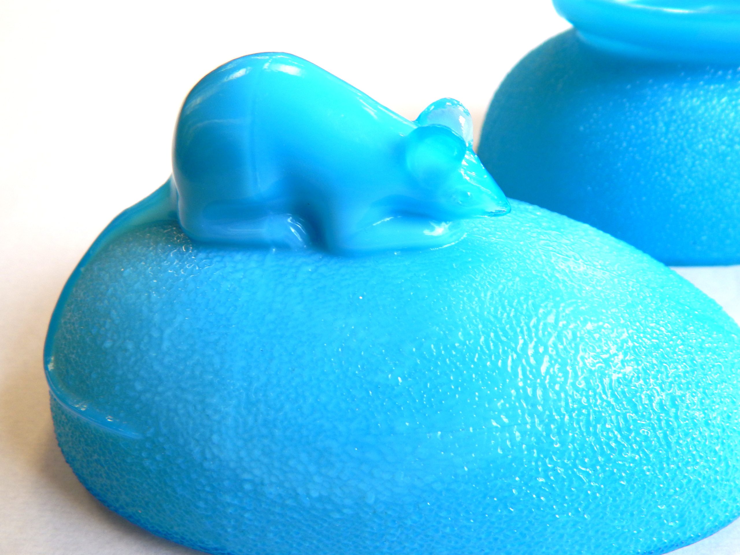 French Portieux Vallerysthal Blue Milk Glass Covered Trinket-Candy Dish - Image 6