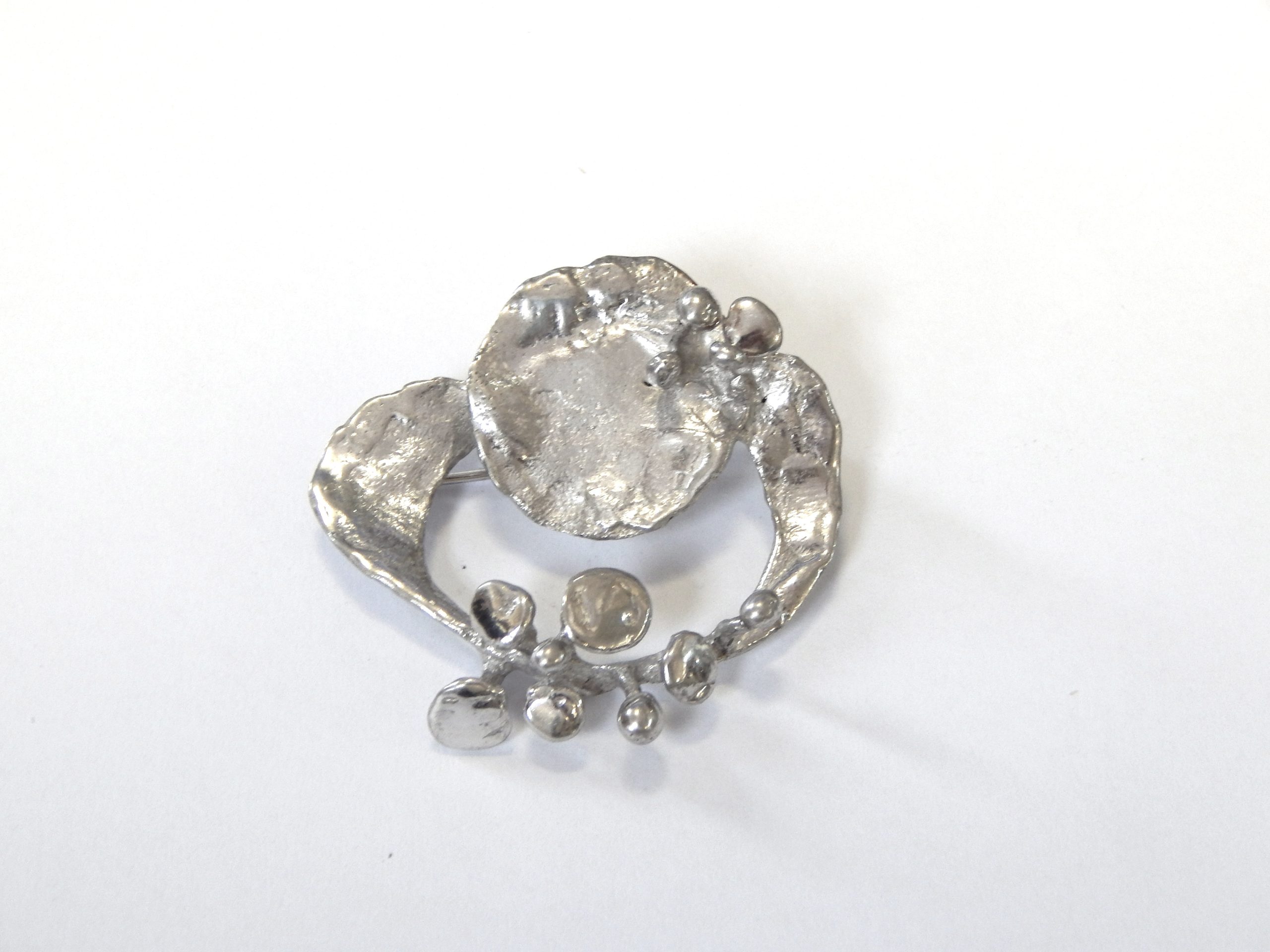 Fabulous Retro Brutalist circa 1970's Sterling Silver Brooch
