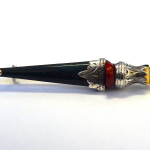 Beautiful Scottish Gem Set Sterling Silver Dirk Brooch