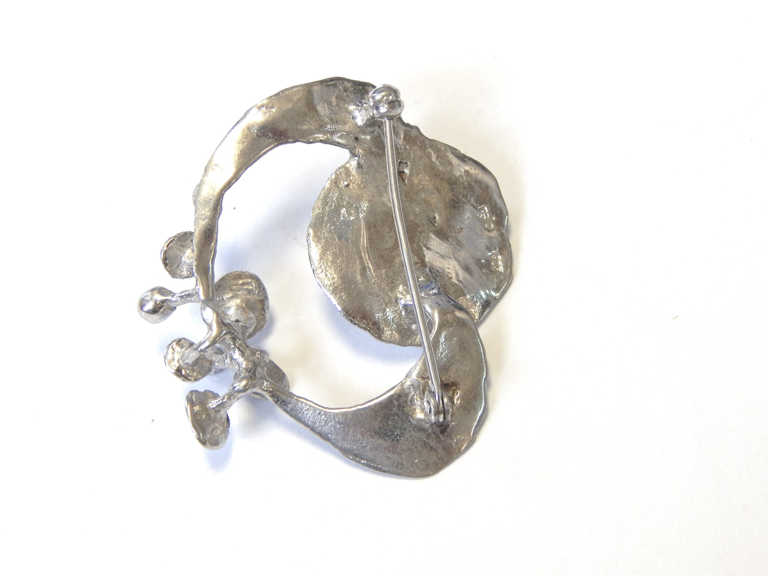 Fabulous Retro Brutalist circa 1970's Sterling Silver Brooch - Image 3