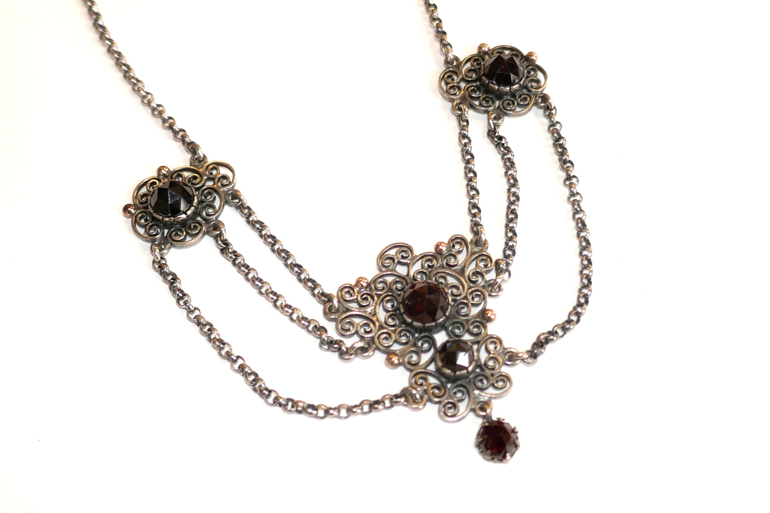 Bohemian Silver and Garnet necklace - Image 3