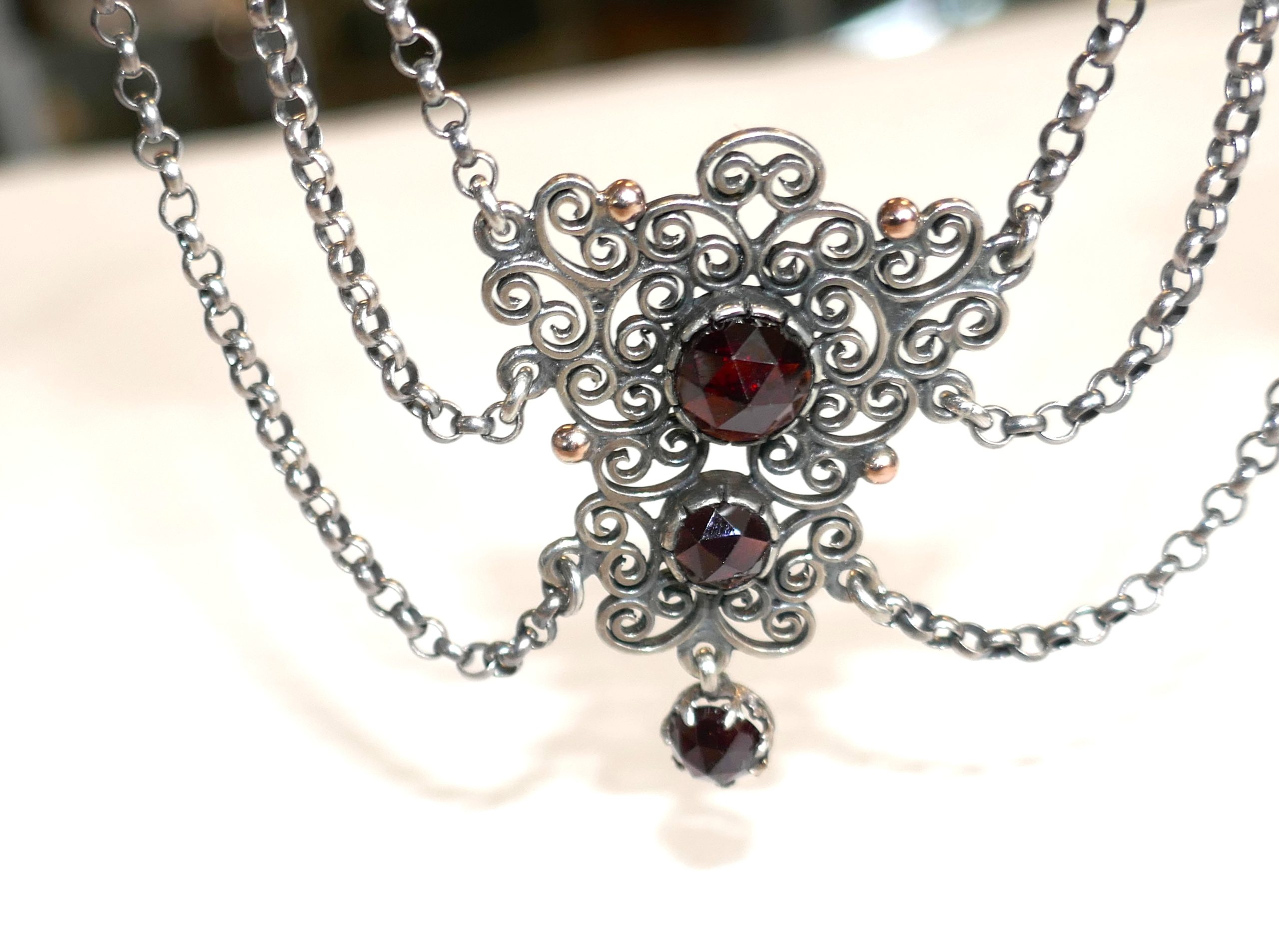 Bohemian Silver and Garnet necklace - Image 2